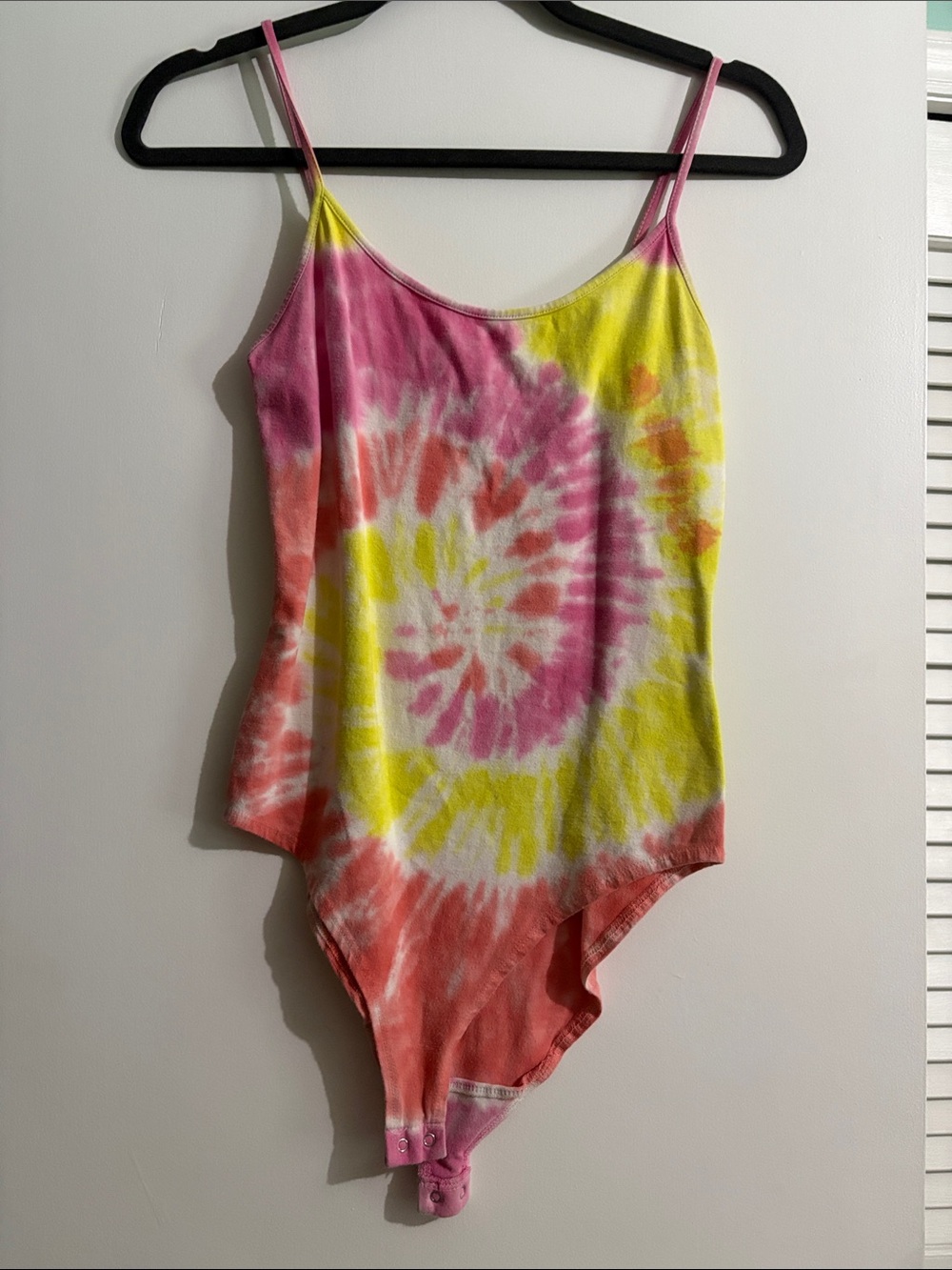 Forever 21 Pink Yellow Orange Tie-Dye Bodysuit